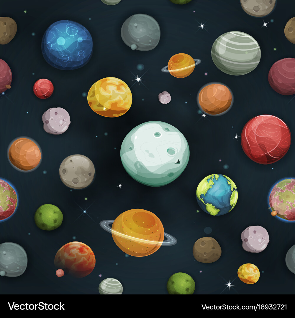 Planets and Asteroids Space Background vector image
