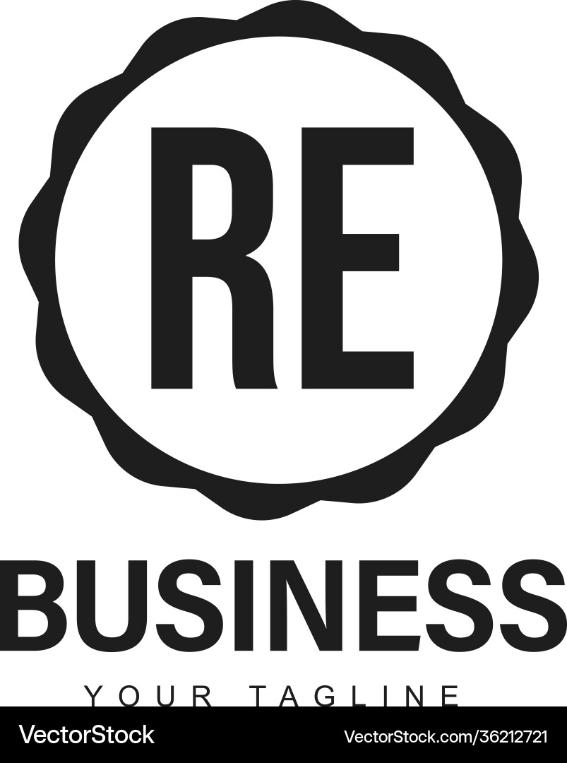 Re initial a logo design with abstract style Vector Image