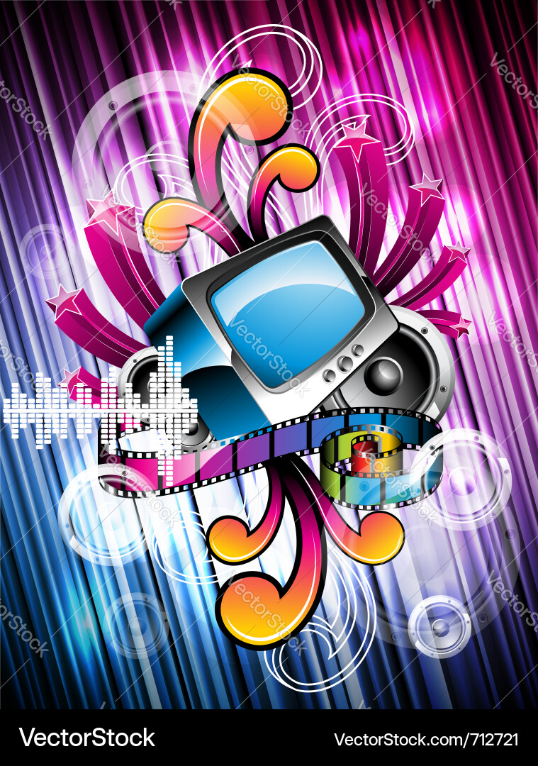 Retro Shiny Abstract Background with Speakers Vector Image
