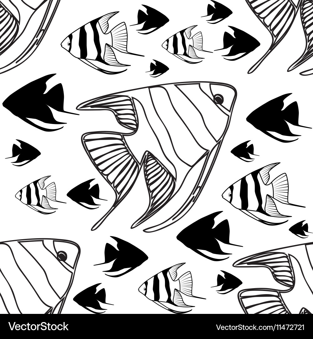 Seamless pattern with scalar fishes vector image
