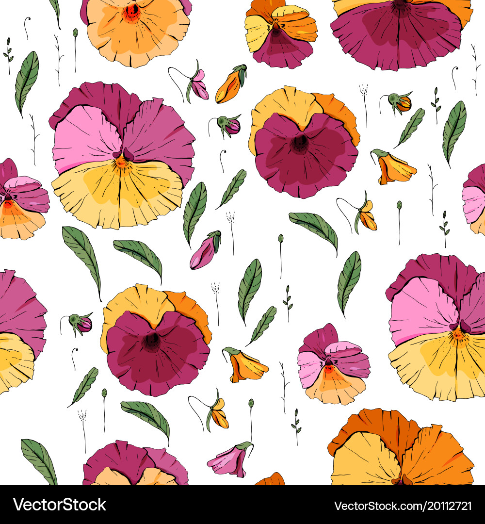 Seamless pattern with violas endless texture fo Vector Image