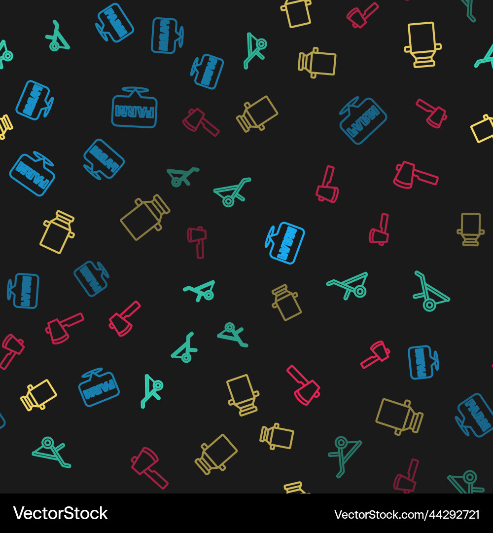 Set line location farm wheelbarrow can container Set line location farm wheelbarrow can container vector image