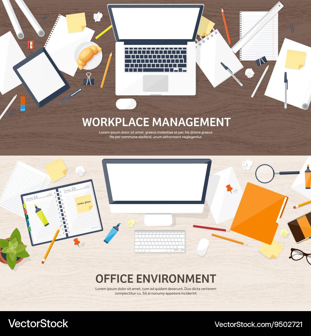 Workplace with table and computer Vector Image