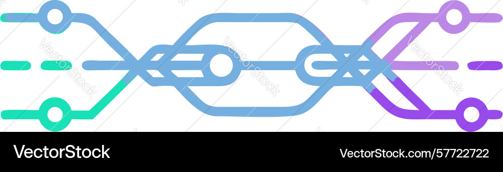 Abstract chain-like horizontal connected pathway vector image