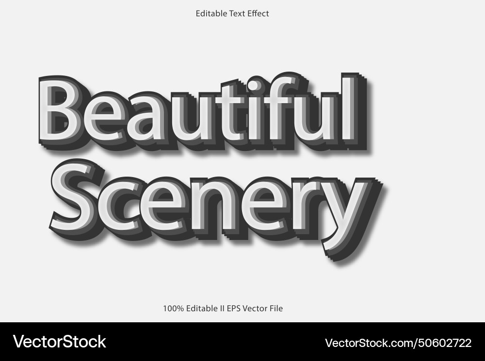 Beautiful scenery editable text effect 3d emboss Beautiful scenery editable text effect 3d emboss Vector Image