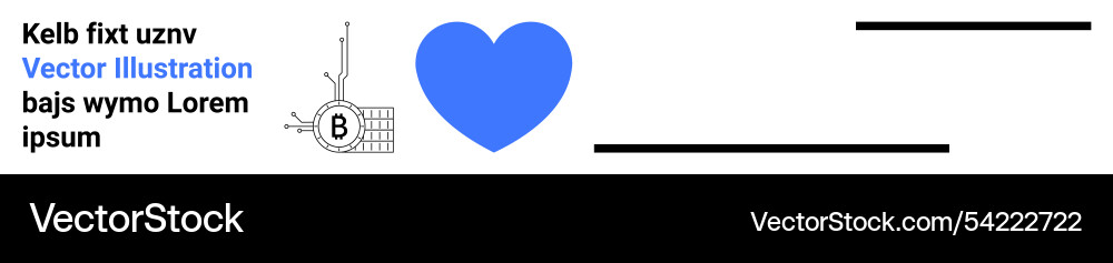 Blue heart with bitcoin symbol and text elements Blue heart with bitcoin symbol and text elements Vector Image