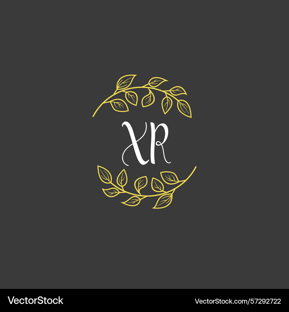 Botanical monogram logos with initial xr Vector Image
