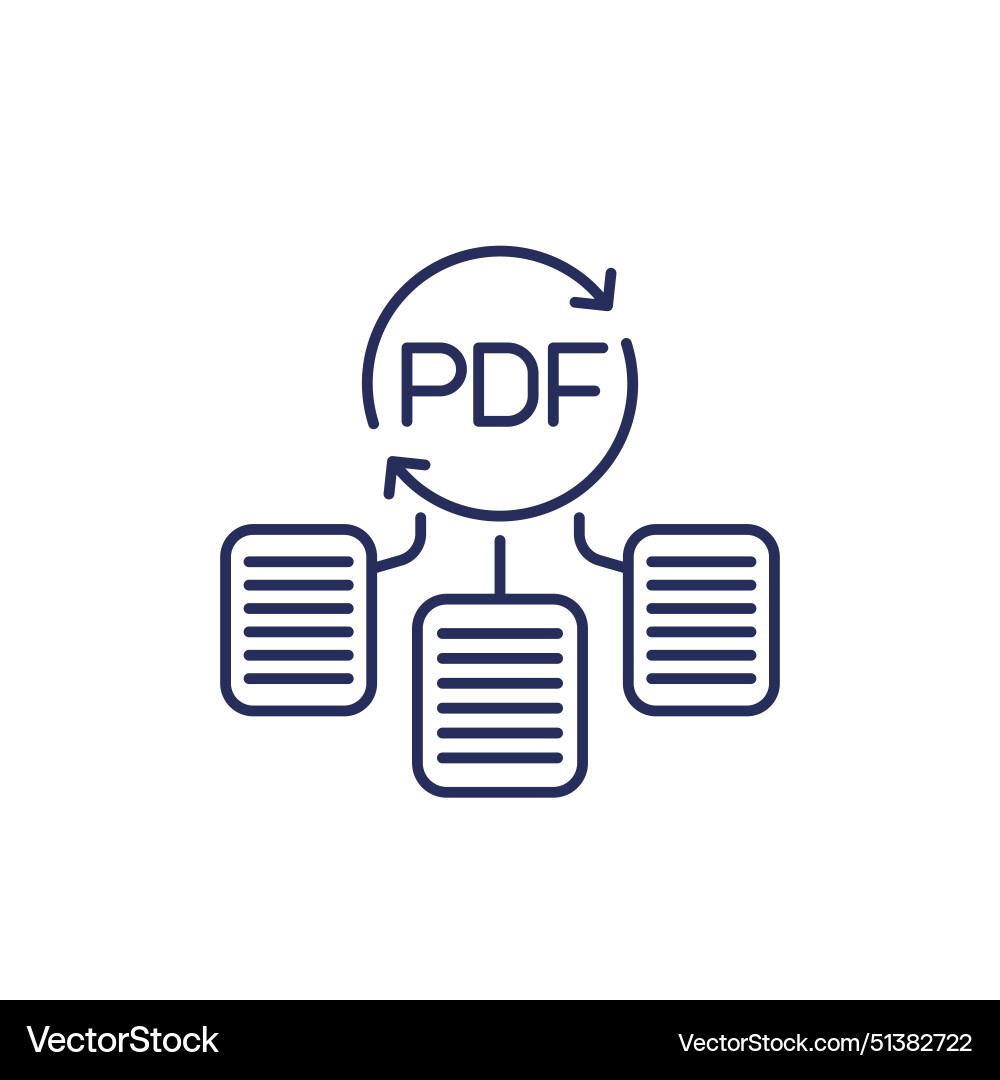 Convert to pdf line icon with documents vector image