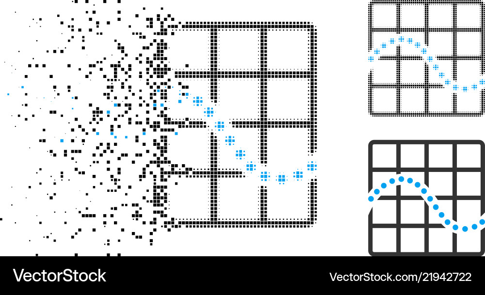 Decomposed dotted halftone function chart icon Decomposed dotted halftone function chart icon vector image