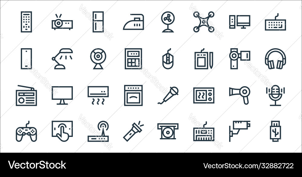 Electronics line icons linear set quality Electronics line icons linear set quality vector image