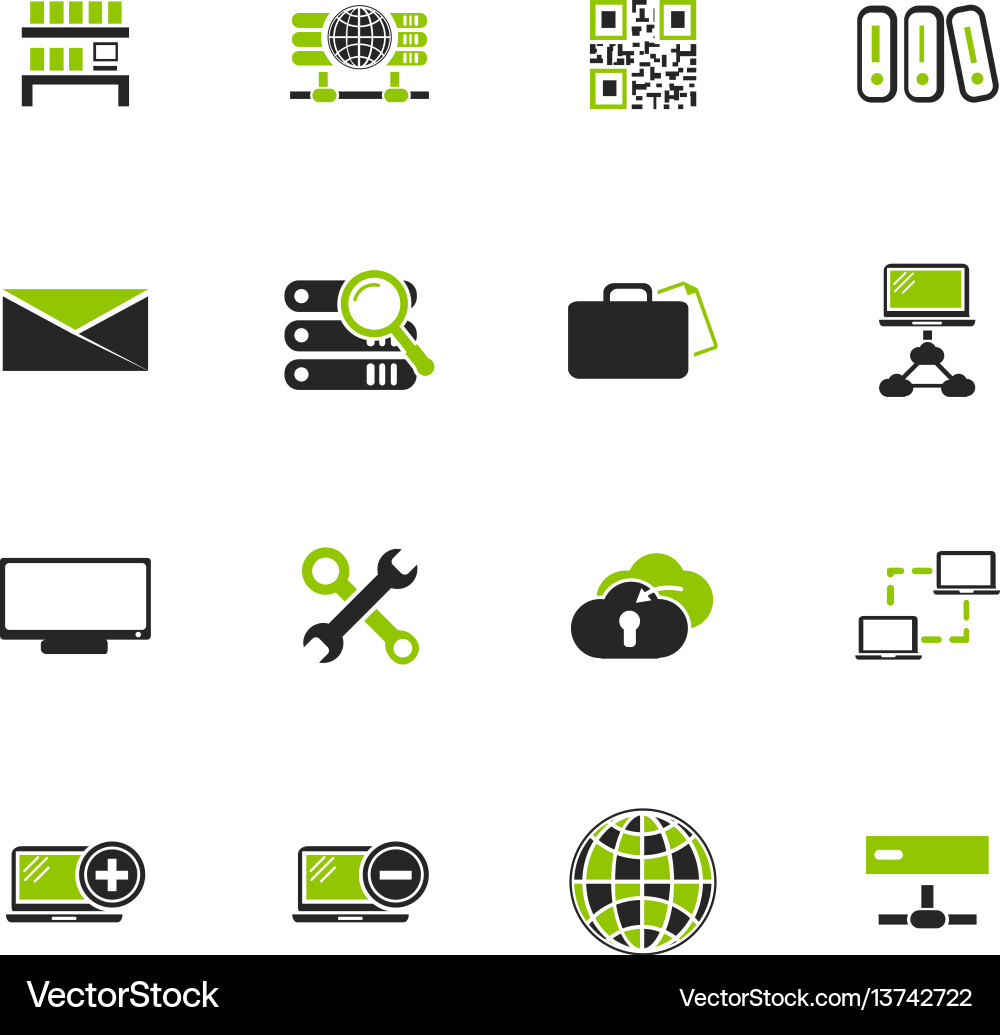 Internet server network icons set vector image