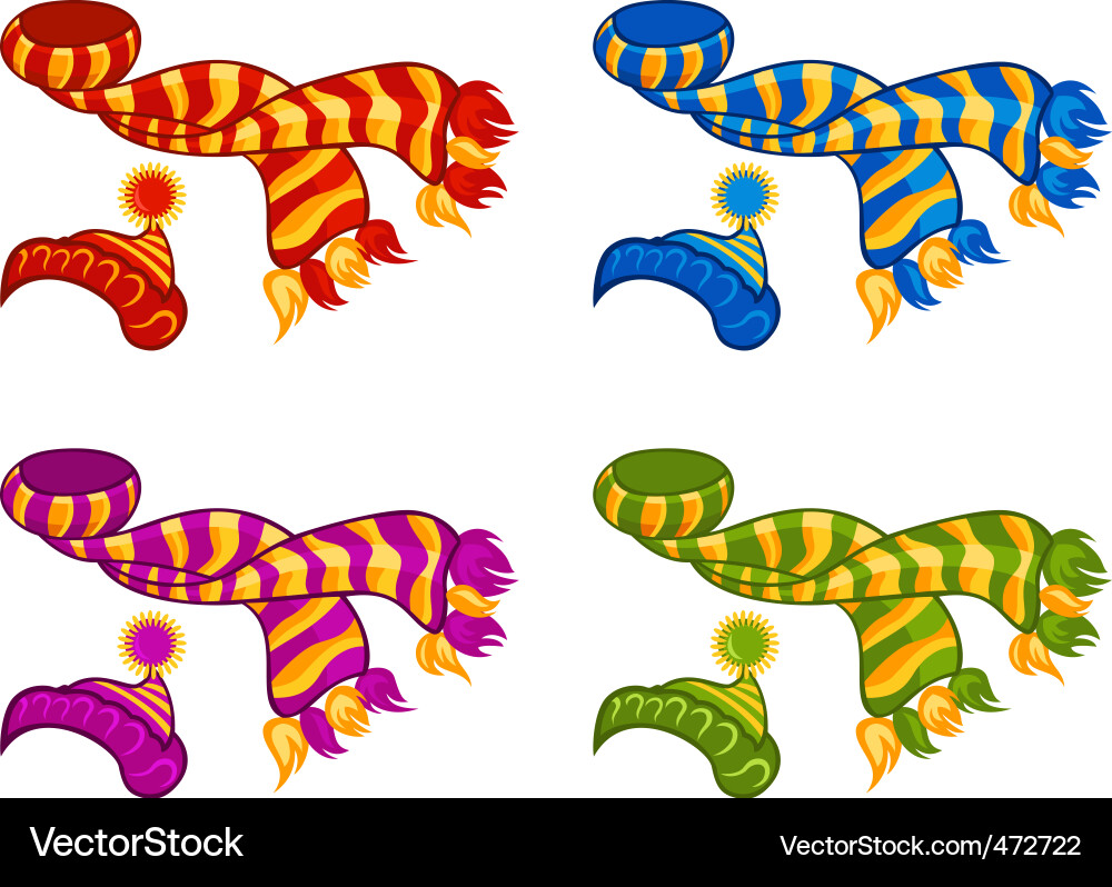 Knitted Hats and Scarves - Winter Collection vector image