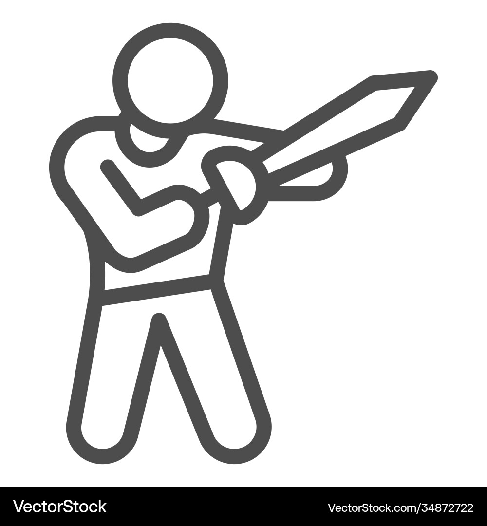 Man with sword line icon self defense concept Man with sword line icon self defense concept Vector Image