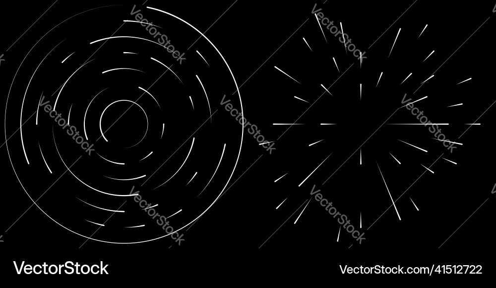 Radial radiating circular concentric lines element Vector Image