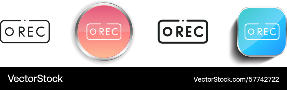 Rec icon thin linear regular and button style Rec icon thin linear regular and button style vector image
