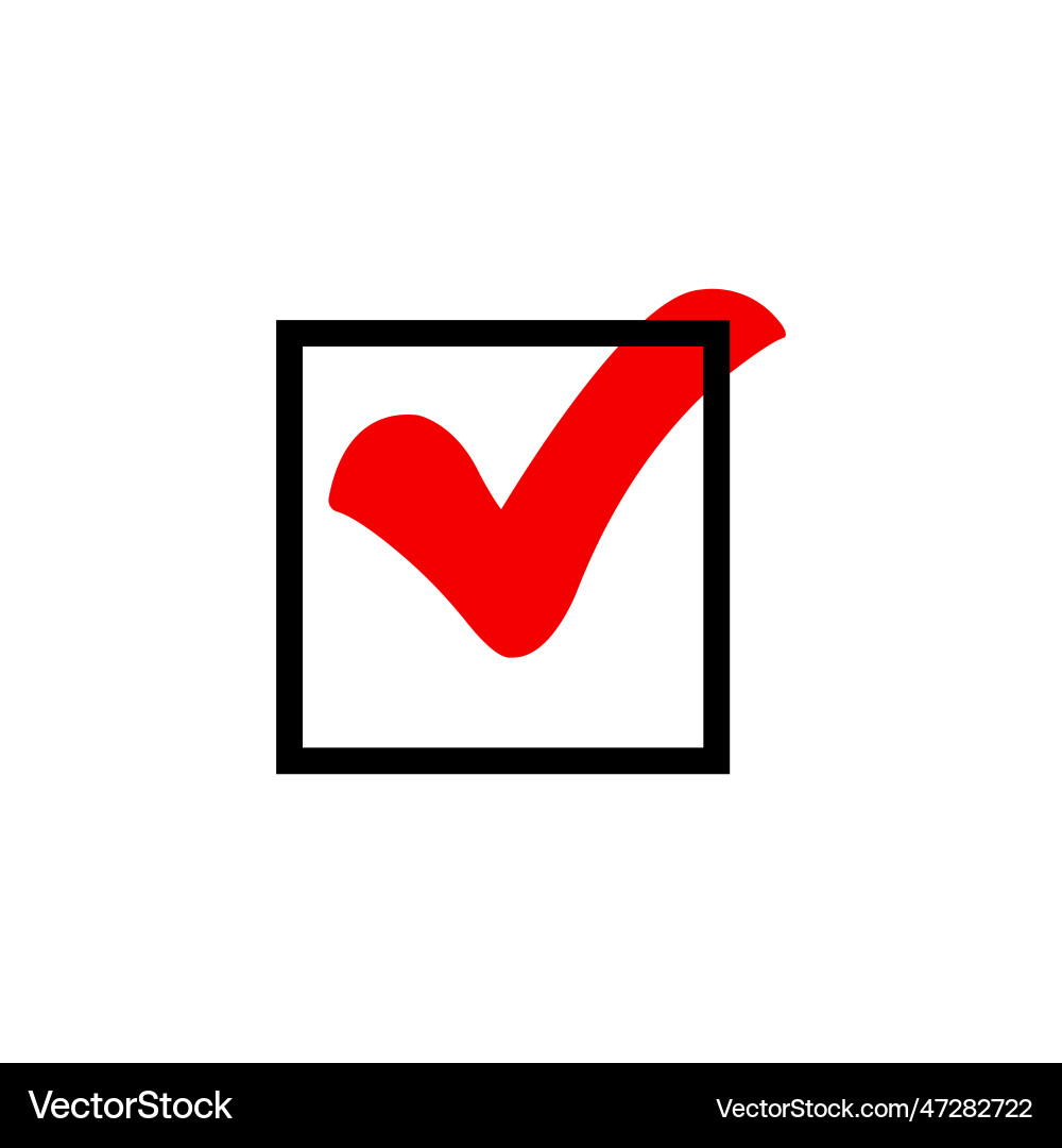 Red check mark icon in a box tick symbol Red check mark icon in a box tick symbol vector image