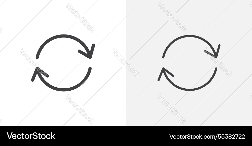 Refresh icons in black fill and liner versions Refresh icons in black fill and liner versions vector image