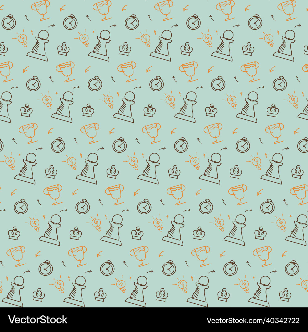 Seamless pattern with chess pieces and cups Vector Image