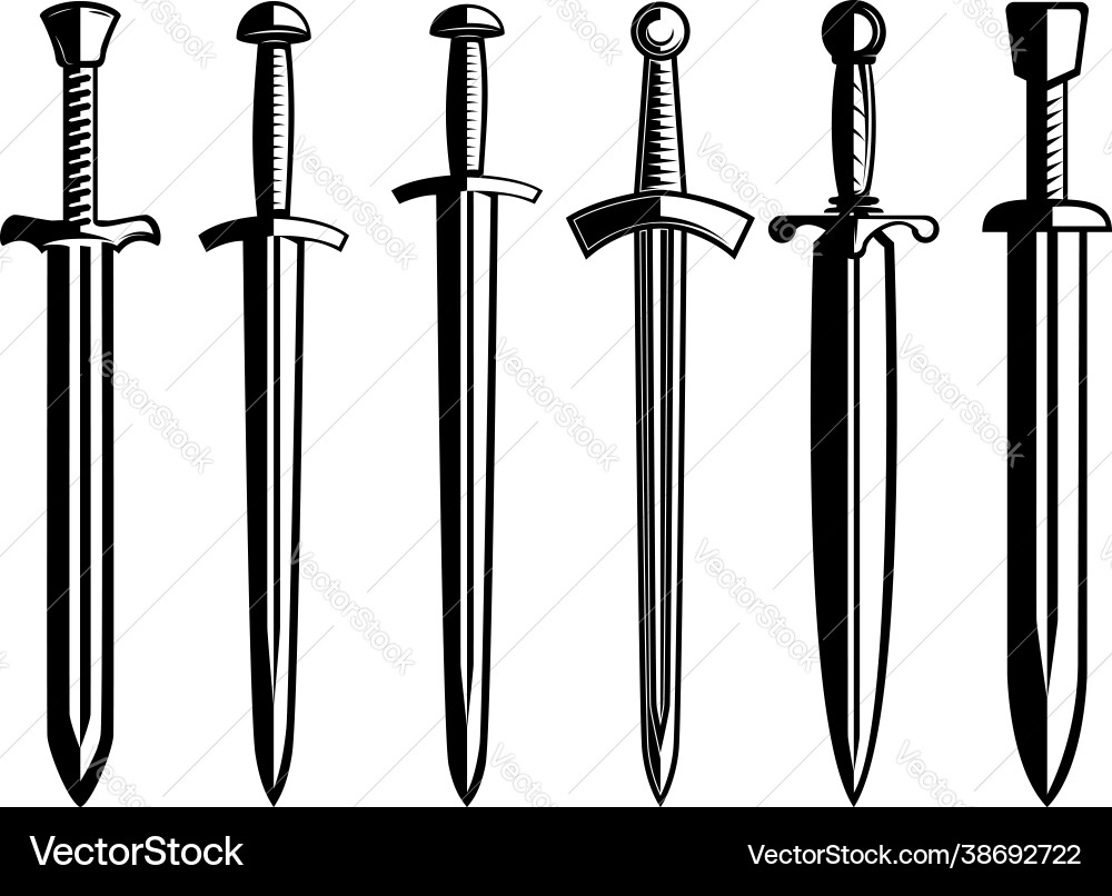 Set medieval swords design element Set medieval swords design element vector image