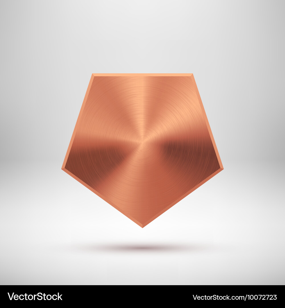 Bronze abstract polygon button template vector image