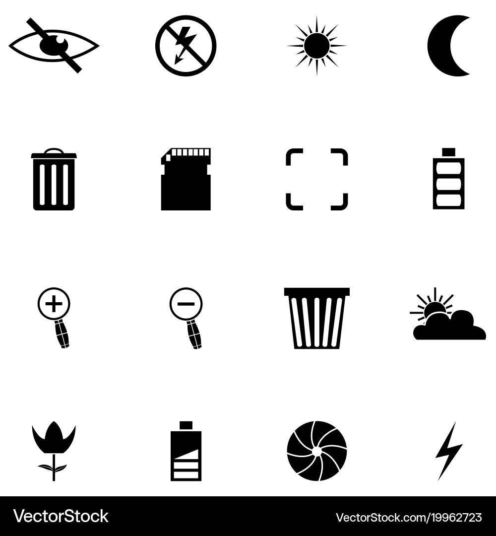 Camera function icon set vector image