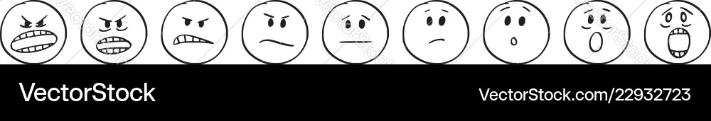 Cartoon of set faces showing emotions from Cartoon of set faces showing emotions from vector image