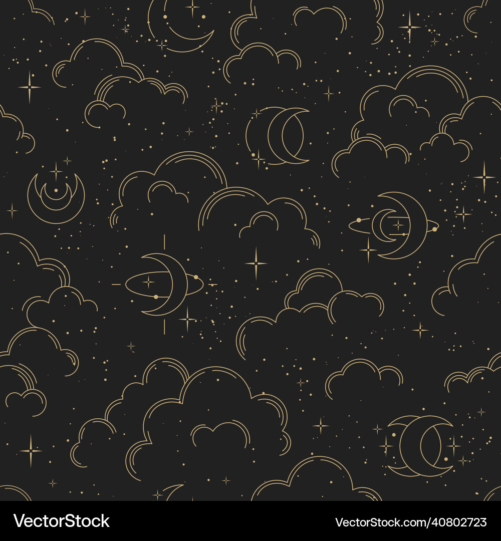 Celestial Moon & Cloud Pattern vector image