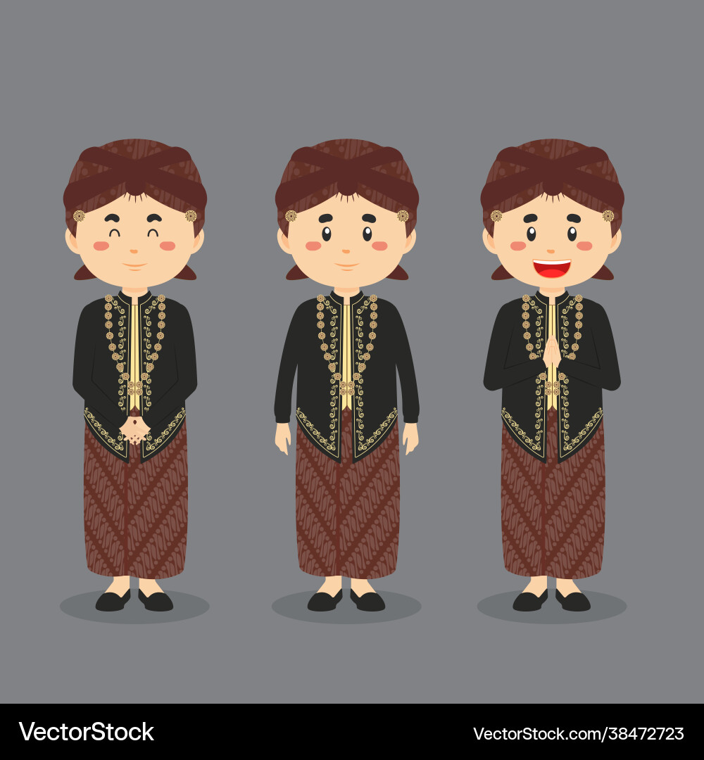 Central java character with various expression Vector Image