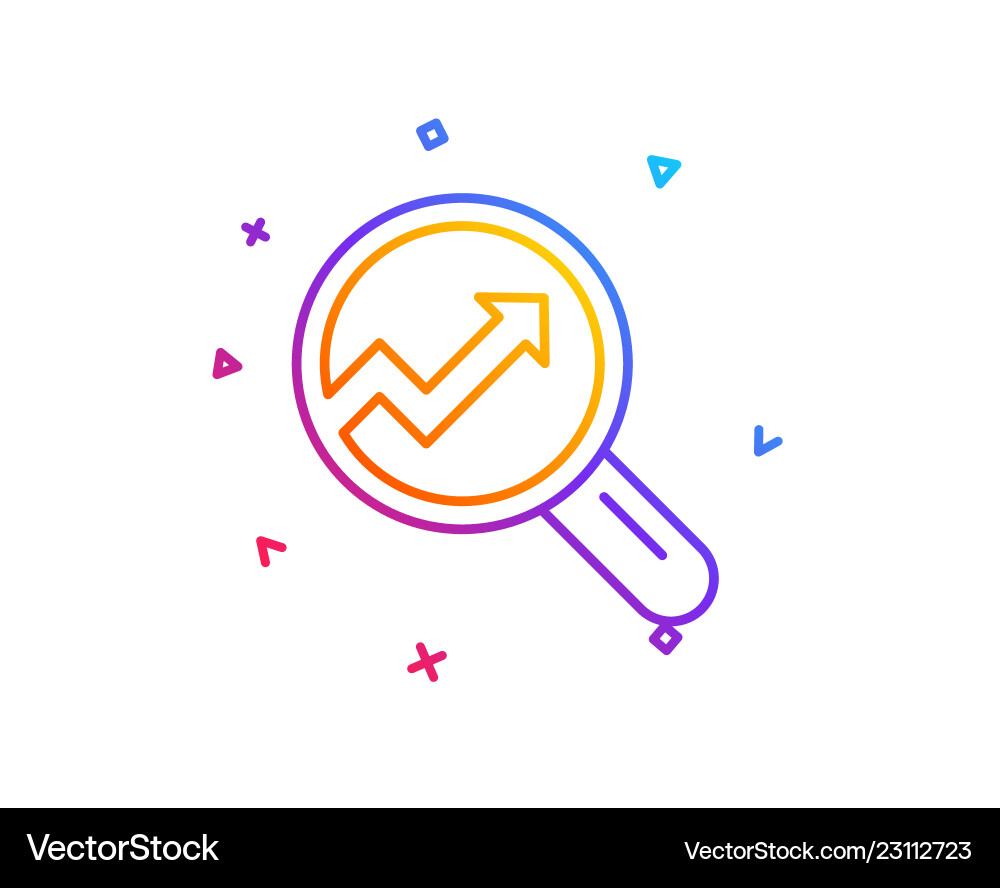 Chart line icon report graph sign in magnifier Chart line icon report graph sign in magnifier vector image