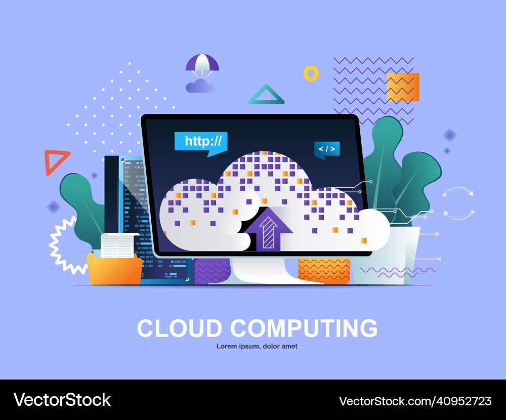 Cloud computing flat concept with gradients Cloud computing flat concept with gradients vector image