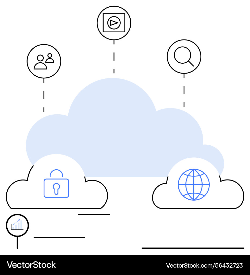 Cloud integration with security global connection Cloud integration with security global connection vector image