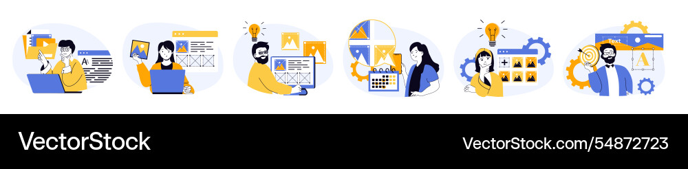 Content manager concept set in flat web design Vector Image