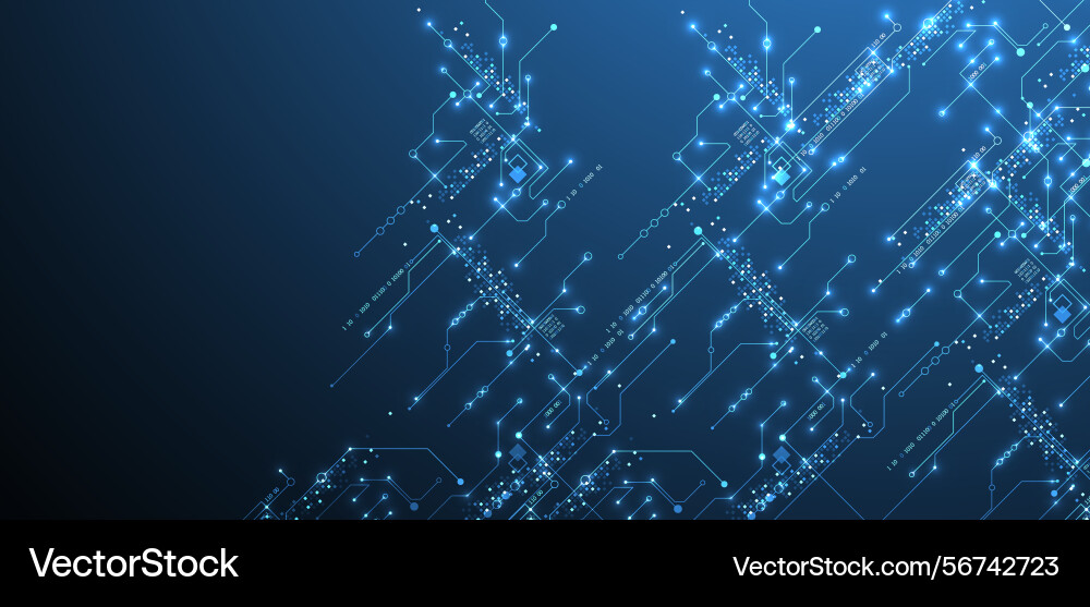Digital circuit visualization background blue Digital circuit visualization background blue vector image