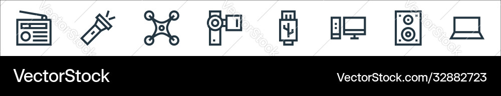 Electronics line icons linear set quality Electronics line icons linear set quality vector image
