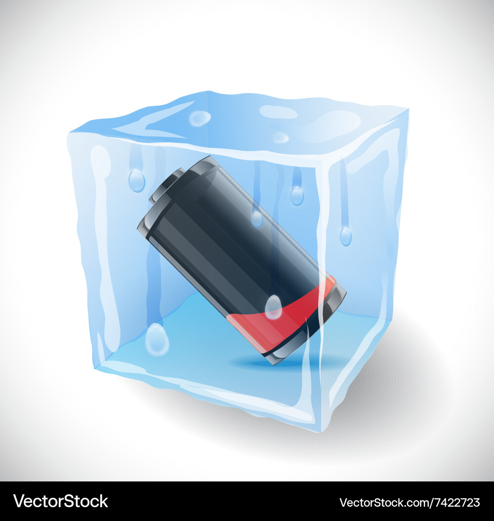 Ice cube with empty battery vector image