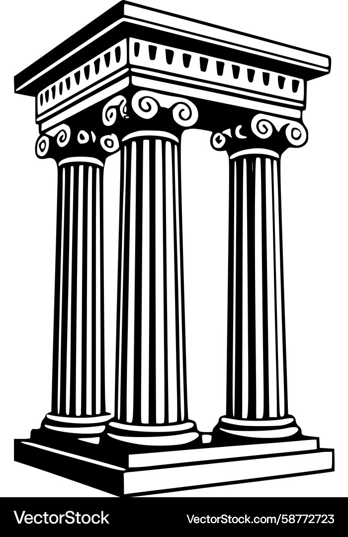 Ionic Columns - Greek Architecture Detail Vector Image