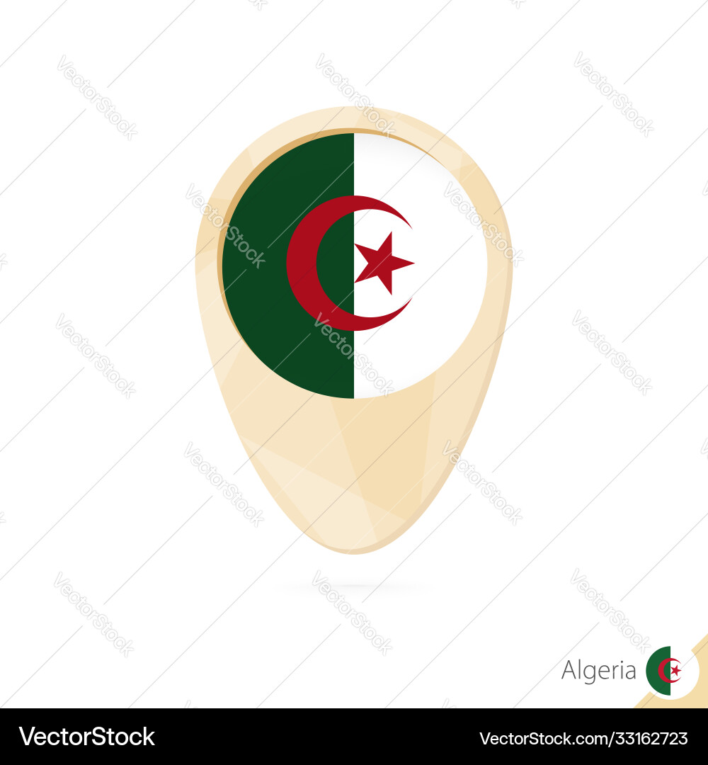 Map pointer with flag algeria orange abstract Map pointer with flag algeria orange abstract vector image