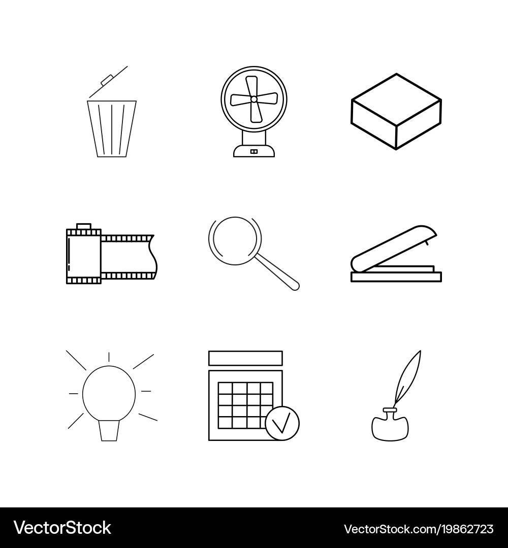 Office linear icon set simple outline icons vector image