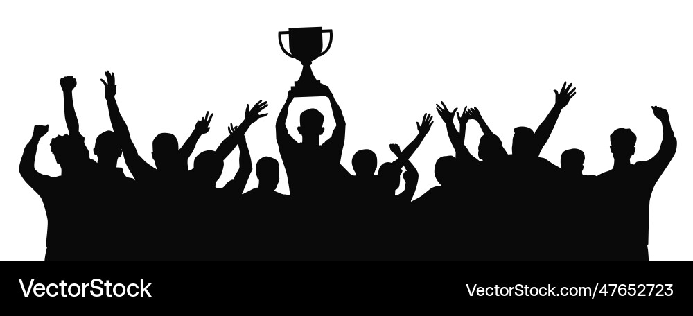 People with trophy cup award winner gold vector image