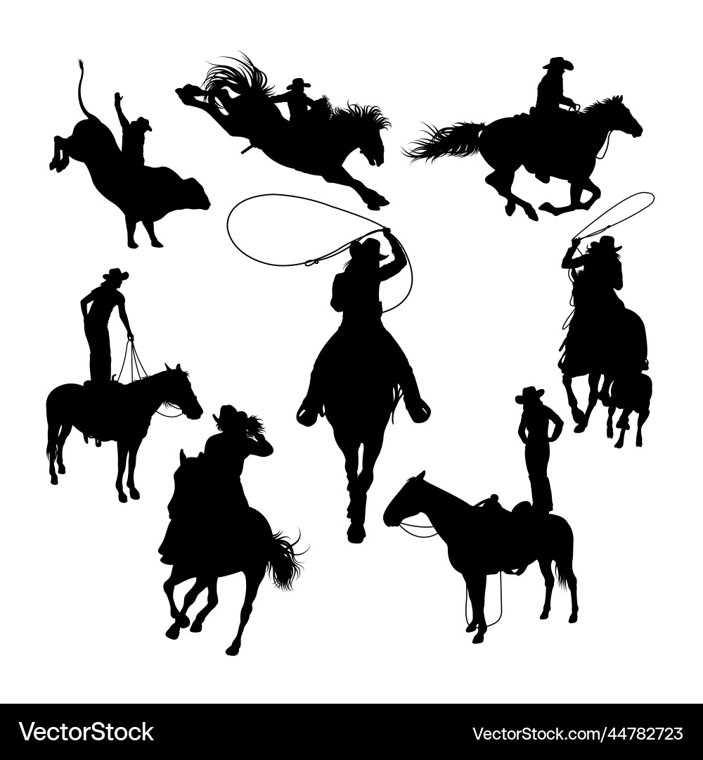 Rodeo Cowboy Silhouettes Vector Image
