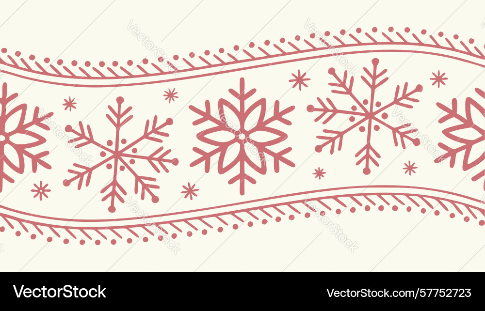 Seamless delicate snowflake pattern border design Vector Image