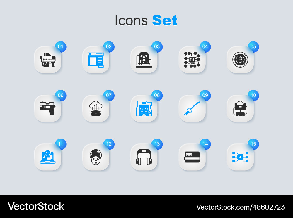 Set credit card network cloud connection browser Set credit card network cloud connection browser vector image