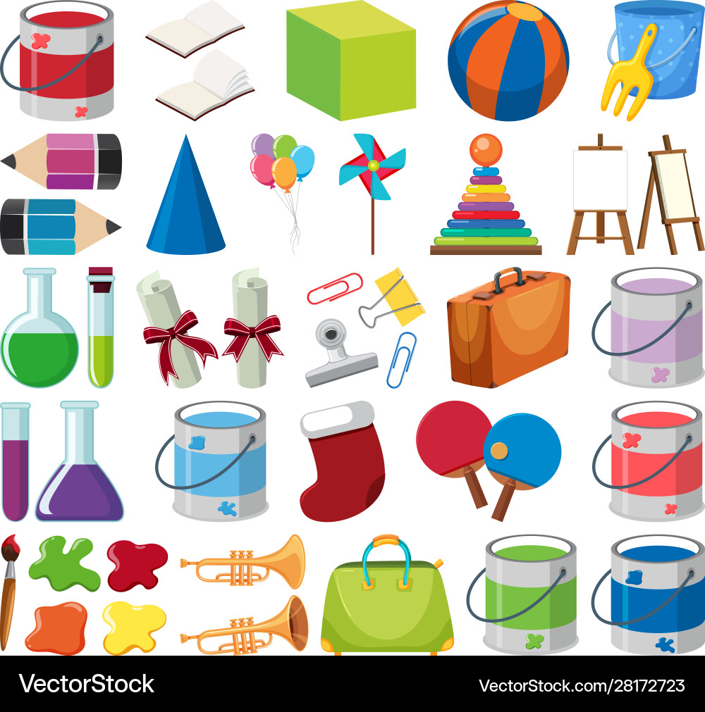 Set isolated objects theme school Set isolated objects theme school vector image