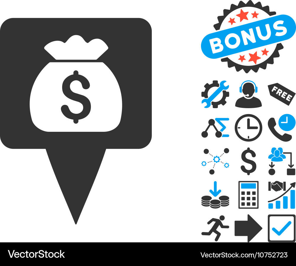 Treasure map pointer flat icon with bonus vector image