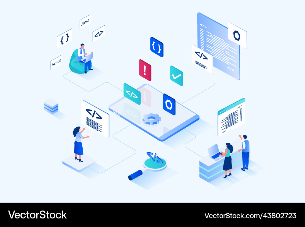 Web Development Isometric Concepts vector image
