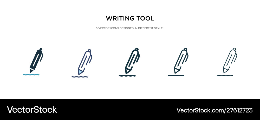 Writing tool icon in different style two colored Writing tool icon in different style two colored vector image