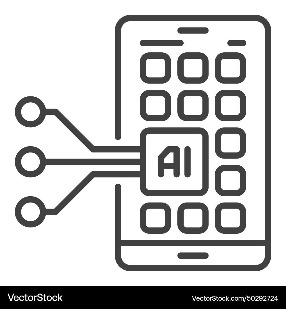 Ai app on smartphone screen new technology linear Ai app on smartphone screen new technology linear vector image