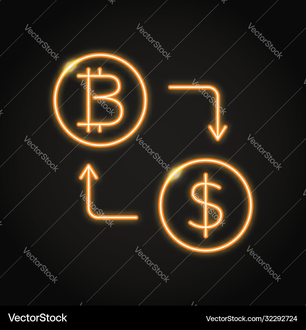 Bitcoin exchange concept icon in neon style – Royalty-Free Vector |  VectorStock