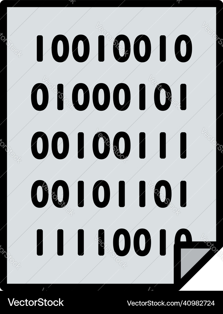 Blatt mit binärem Code-Symbol Vektorbild