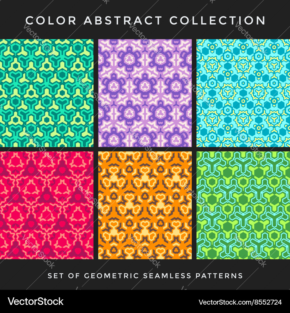 Color abstract seamless pattern set